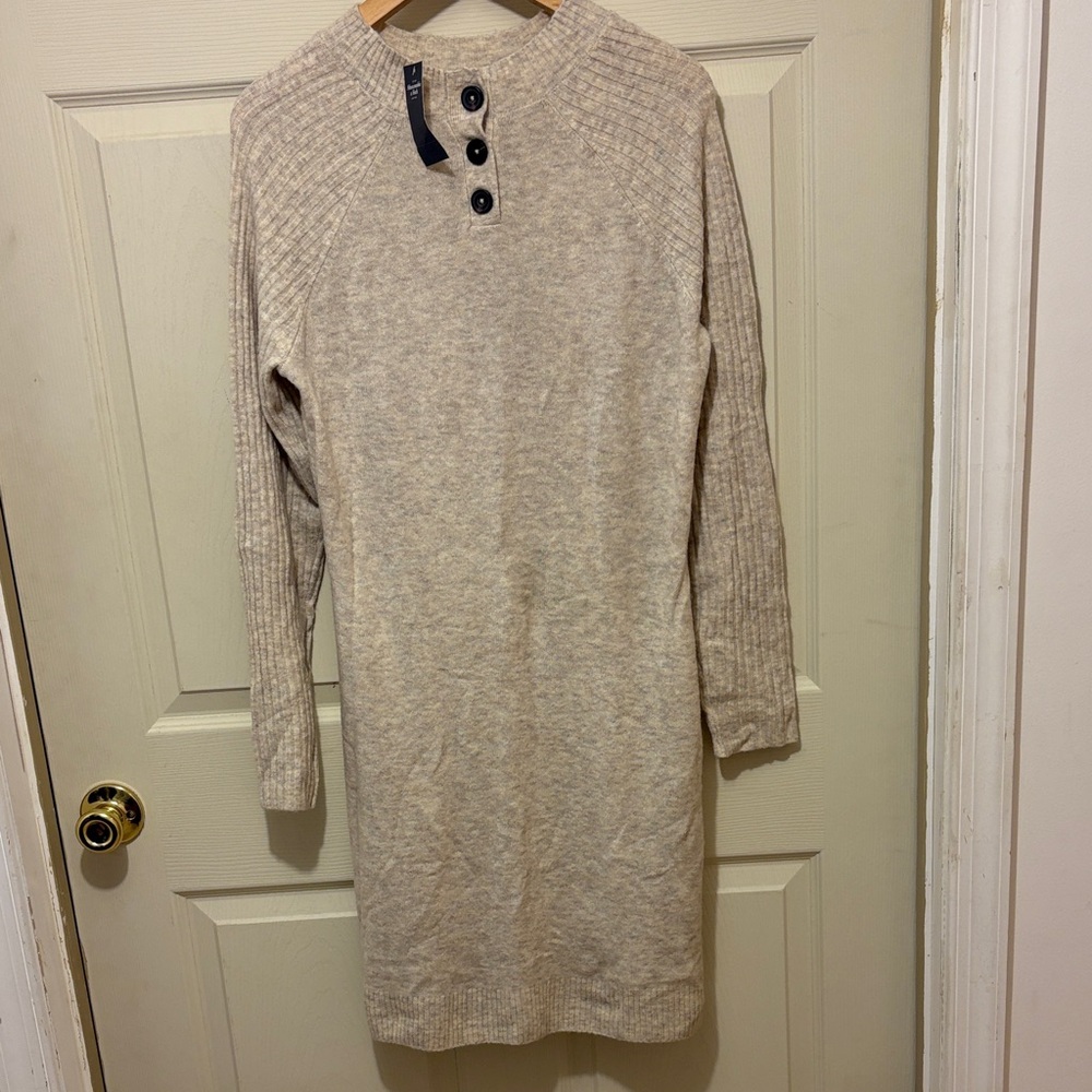 Abercrombie & Fitch Beige Long Sleeve Dress
